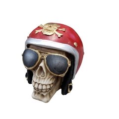 Skull, crânio caveira motociclista 11 cm   capacete vermelho - Maraterapia presentes wicca I budismo I umbanda I católico I decoração I antiguidades I animais