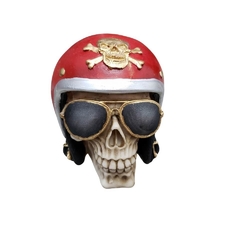 Skull, crânio caveira motociclista 11 cm   capacete vermelho - loja online