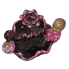 Incensário cascata 5x10cm em porcelana budinha rosa - comprar online