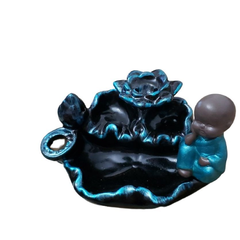Incensário cascata 5x10cm em porcelana budinha azul - comprar online