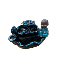 Incensário cascata 5x10cm em porcelana budinha azul - Maraterapia presentes wicca I budismo I umbanda I católico I decoração I antiguidades I animais