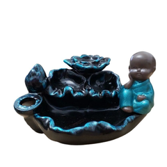 Incensário cascata 5x10cm em porcelana budinha azul - loja online