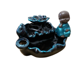 Imagem do Incensário cascata 5x10cm em porcelana budinha azul