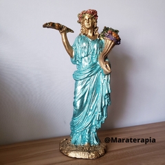 Deusa Grega Demeter  30cm em gesso azul  001