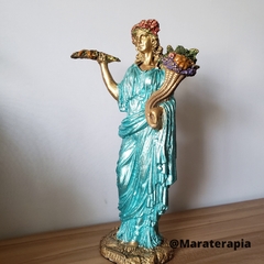 Deusa Grega Demeter  30cm em gesso azul  002