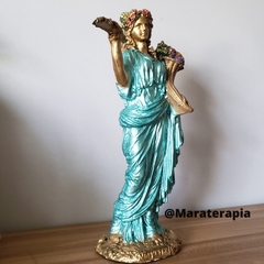 Deusa Grega Demeter  30cm em gesso azul  003