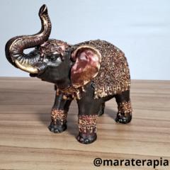 Elefante Indiano resina com adorno escultura, estatua,  decoração de interior