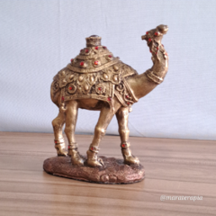 Escultura Camelo M04 16x13cm Em Resina Com Adornos