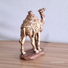 Escultura Camelo M04 16x13cm Em Resina Com Adornos