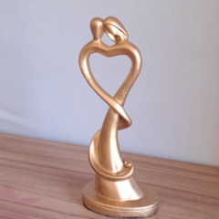 Escultura Casal Almas Gêmeas coração torcido36cm em gesso Enfeite Para Casa