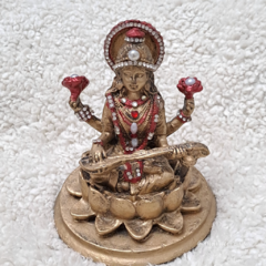 Estátua da Deusa Saraswati P01 12cm em resina importada com adorno