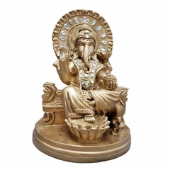 Escultura de Ganesha I Lord Ganesha 35 cm dourado com adornos - Maraterapia presentes wicca I budismo I umbanda I católico I decoração I antiguidades I animais