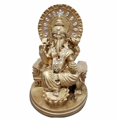 Escultura de Ganesha I Lord Ganesha 35 cm dourado com adornos - loja online