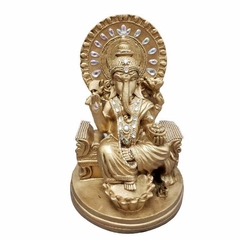 Escultura de Ganesha I Lord Ganesha 35 cm dourado com adornos