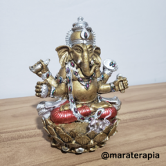 Ganesha na flor de lotus M04 15cm resina e adorno - comprar online
