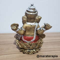 Ganesha na flor de lotus M04 15cm resina e adorno - Maraterapia presentes wicca I budismo I umbanda I católico I decoração I antiguidades I animais