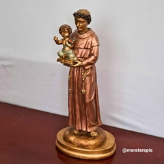 imagem de Santo Antônio casamenteiro com menino jesus 30cm gesso e adornos
