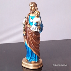 Imagem de São José com menino jesus M01 22cm em resina com adorno