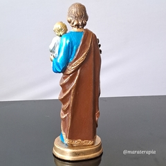 Imagem de São José com menino jesus M01 22cm em resina com adorno - loja online