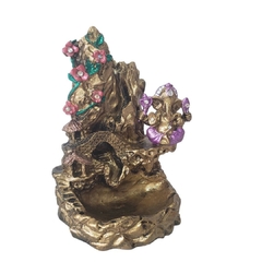 incensário cascata 15cm em resina Ganesha calça lilas em resina