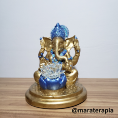 Lord Ganesha com Flor De Lotus cristal azul 33cm gesso e adorno na internet