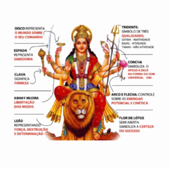 Mãe Durga sentada no tigre deusa hindu M01 em resina com adorno - comprar online