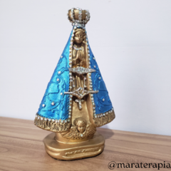 Nossa Senhora Aparecida 28cm em gesso com adorno artesanal mod 001 