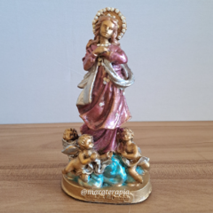 Imagem de Nossa Senhora da Imaculada Conceição  P01 15 cm resina com adorno 