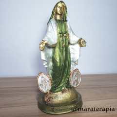 Nossa Senhora da Medalha milagrosa 20cm em resina e adornos artesanal