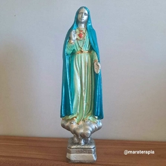 Imagem Nossa Senhora De Fátima coração exposto 30cm em gesso cerâmico com adornos