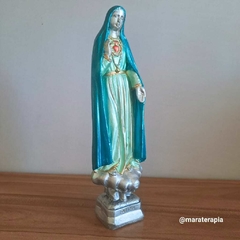 Imagem Nossa Senhora De Fátima coração exposto 30cm em gesso cerâmico com adornos