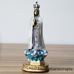 Nossa Senhora de Fátima mod 01 15cm em resina e adornos