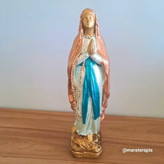 Nossa Senhora de Lourdes G01 30cm em gesso com adorno imagem católica