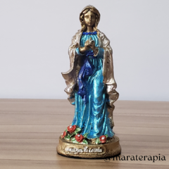 Nossa Senhora de Lourdes mod 002 15 cm resina, com adorno
