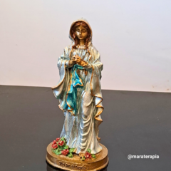 Nossa Senhora de Lurdes I intercessora dos doentes 20cm resina com adorno modelo barroco