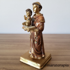 Santo Antônio casamenteiro com menino jesus solto, 16cm resina e adornos