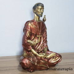 São Francisco meditando 20cm 001 em resina artesanal - comprar online