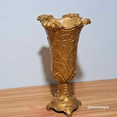 Vaso decorativo Estilizado Metalização Dourado, 40cm Gesso I decoração