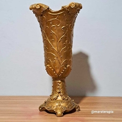 Vaso decorativo Estilizado Metalização Dourado, 40cm Gesso I decoração
