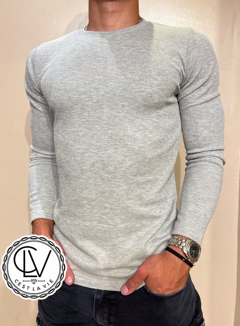 Sweater Wafle Gris