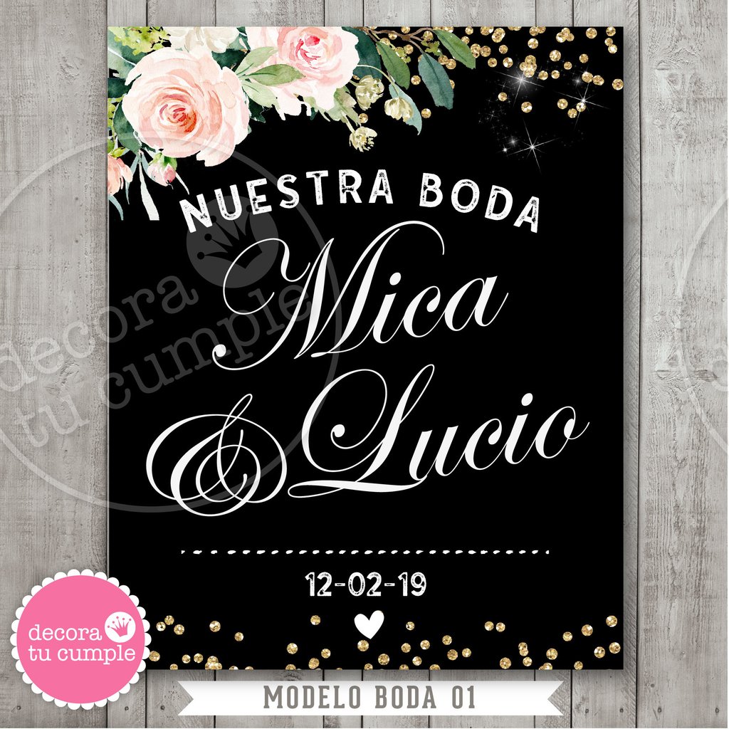 Lámina pizarra personalizada boda casamiento cartel bienvenida rosas  vintage 01