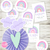 Kit imprimible personalizado arcoiris nórdico boho pastel LILA invitacion digital