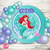 Banner imprimible sirenita ariel disney personalizado circular digital mermaid ariel backdrop