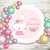 Banner imprimible conejita pastel personalizado circular cumpleaños bautismo baby shower