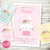 Kit Imprimible conejita pastel rosa verde agua coneja invitacion digital tarjeta