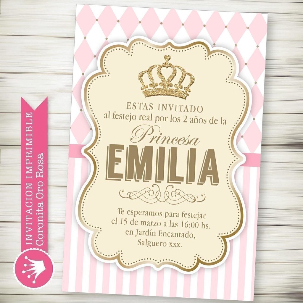 Kit Imprimible Corona Princesa Rosa - decora tu cumple