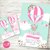Kit Imprimible Globo Aerostático Rosa shabby colores pastel personalizado digital hot air balloon printable DIY