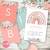 Kit imprimible arcoiris boho nórdico flores rosa salmón invitacion digital rainbow boho party printable