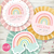 kit imprimible arcooiris nordico boho personalizado colores pastel cumpleaños fiesta decoracion deco diy rainbow party  invitacion tarjeta