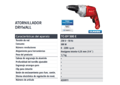 Atornillador Eléctrico Drywall Einhell TC-DY 500e Durlok - comprar online